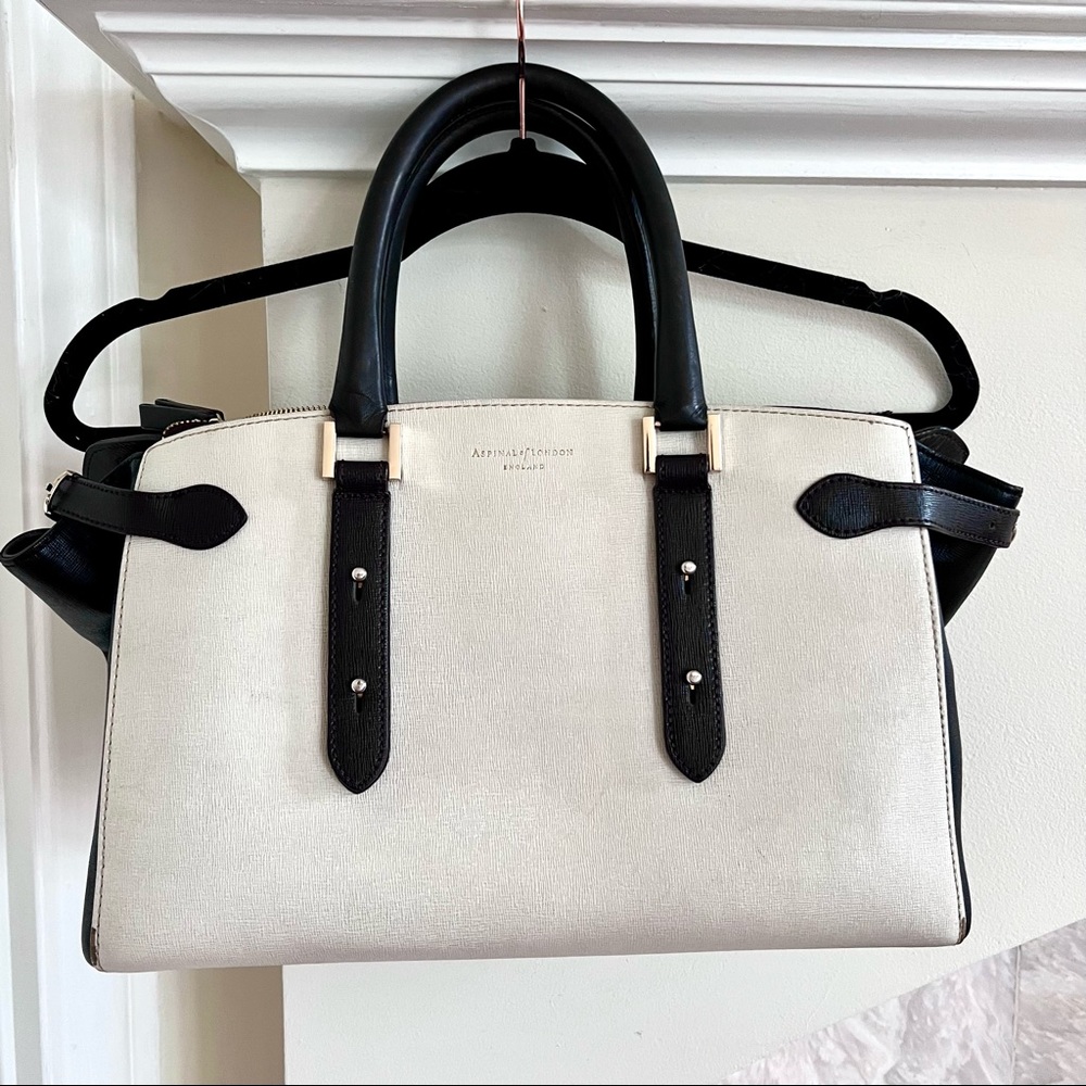 Tote Bag by Aspinal of London — black & cream